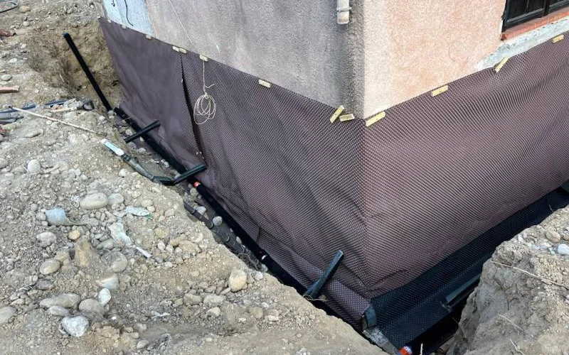 Relevé d’étanchéité et drainage en pied de mur — étanchéité de terrasse à Oyonnax