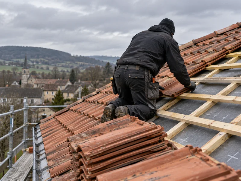 Pose de tuiles sur liteaux et contre-liteaux — couverture à Oyonnax